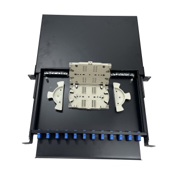 19'' 1U Cold-Rolled Sheet 24 Port Drawer Type Rack-Mounted Fiber Optic Patch Panel with SC Duplex Adapters