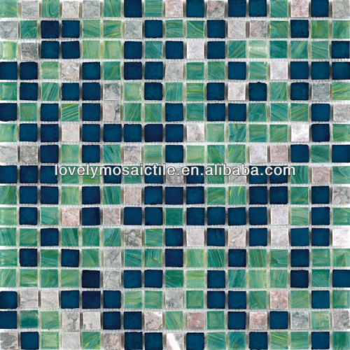 Foshan 20*20mm mixed Bathroom Wall Tiles Glass Stone Mosaic