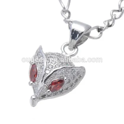 red zircon fox pendant silver chain 2015 necklace