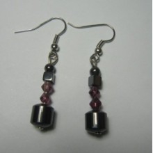 Pendiente Hematite con hallazgo de color plata