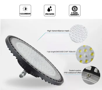 5 Years Warranty Industrial Warehouse High Bay Lights: Waterproof SMD5050 100W/200W UFO Highbay Lamps