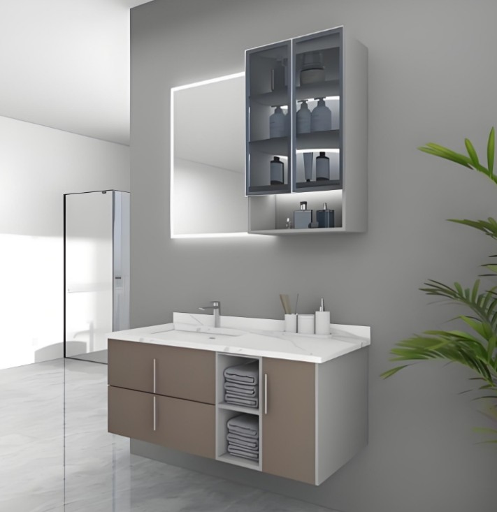 Vanidade do banheiro de estilo de hotel minimalista moderno