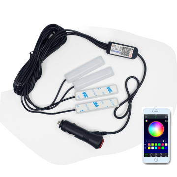 LED perfetto 4pcs 12V Auto Interiori RGB LED Nastro a LED con luce DRL, telecomando musicale e lampada a nebbia