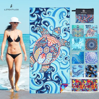 Custom Microfiber Beach Towels with Logo: Longzhou OEM Polyester Sublimation Sand-Free Towels