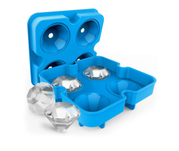 Diamond Shaped Food Grade Silicone Ice Cube Trays with Lid for Bar and Party