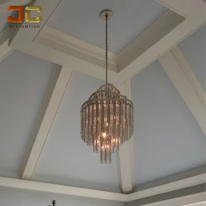 Chimera Lighting Shimmering Nickel and Crystal Tassels Chandelier