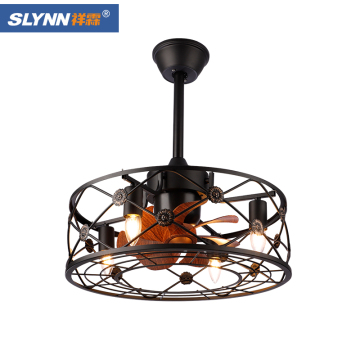 SLYNN 110V-220V Electric Indoor Frequency Conversion Remote Control LED Ceiling Fan with Light