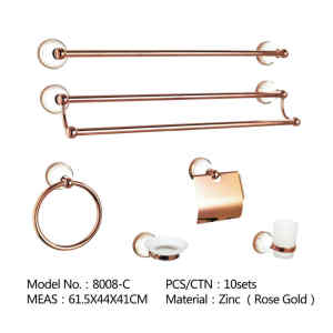 Luxus Messing Rose Gold Wandmontiertes Messing Badezimmerzubehör Set