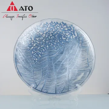 Modern Leaf Pattern Design Glass Charger Plate
