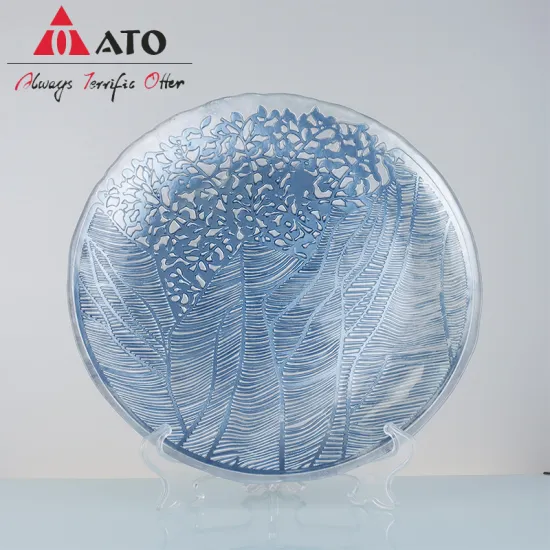 Modern Leaf Pattern Design Glass Charger Plate