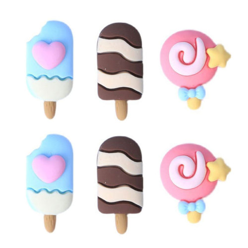 Sweet Resin Ice Cream Charms Summer Food Popsicle Lollipop Flat Back Charms for Phone Cell Ornament