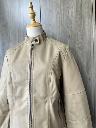 Leather biker jacket women