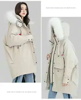 2024 New Long White Duck Down Jacket for Women - Loose Thickened Parker Overcoat for Winter