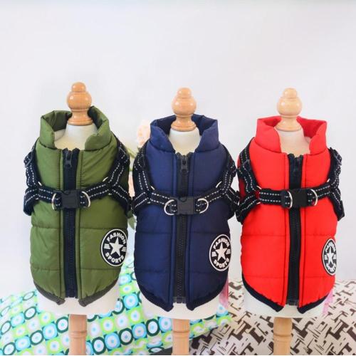 Anjing Winter Warm Coat Waterproof Dog Winter Jacket Dengan Harness Traction Belt