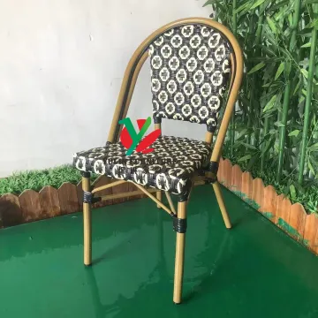 Aluminum Frame Woven Rattan Outdoor French Bistro Chair
