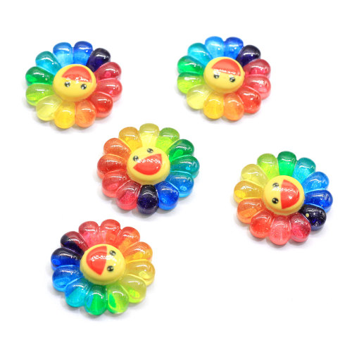 Cute Sunflower Resin Beads Artificial Flower Flatback Cabochon for Home Decor DIY Ornament Accessories