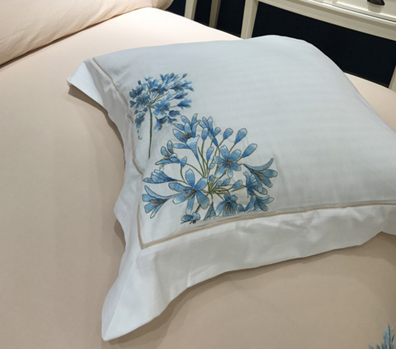 55%Linen45%Cotton Bed Linen with Flower Embroidery