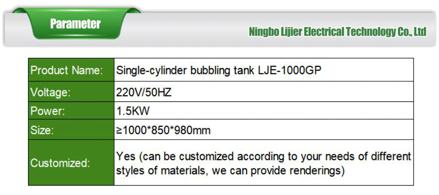 Bubbling tank for food purification
