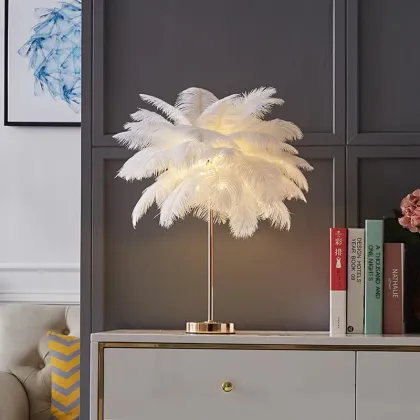 Elegant Ostrich Feather LED Lamp for Modern Bedrooms