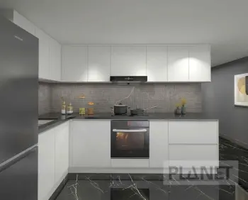 Modern Design L Shaped White Color Kitchen Cabinets