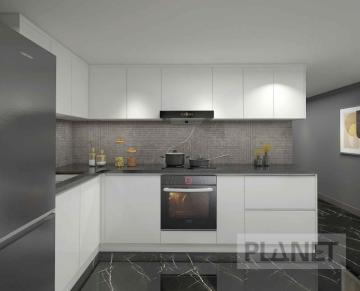Modern Design L Shaped White Color Kitchen Cabinets