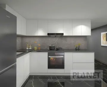 Modern Design L Shaped White Color Kitchen Cabinets