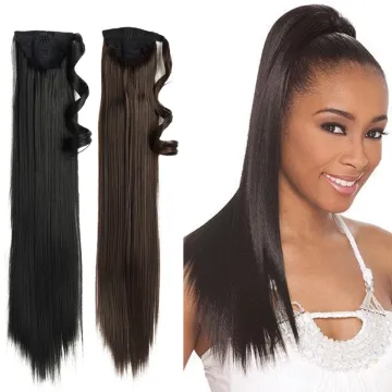High Quality 24 inch Blonde Black Long Straight Drawstring Ponytail Hairpiece With Hairpins Hair Extensions Synthetic Ponytail