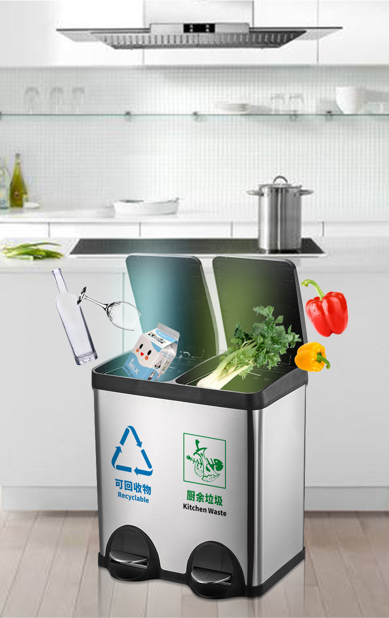 Foot-operated Integrated Sorting Trash Can