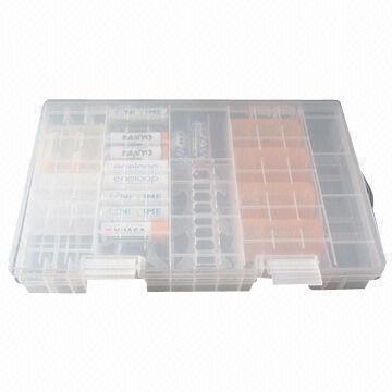 Plastic Mini Folding Transparent Storage Battery Box for AA, AAA, C, D and 6LR61 Battery