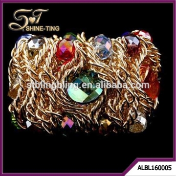 Wholesale Handmade Crystal Elastic Bracelets with Gold Chain