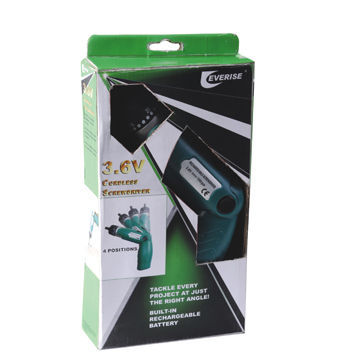 1-piece cordless screwdriver in color box packaging