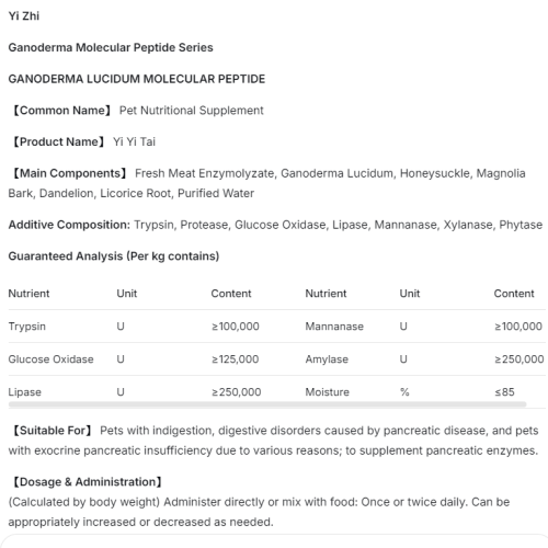 Suplemento nutricional para cães e gatos com pancreatite