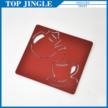 Daily Use Functional Red Square Metal Pot Trivet