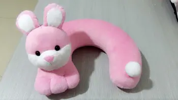 Upright ears pink rabbit u-shaped pillow