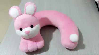 Upright ears pink rabbit u-shaped pillow