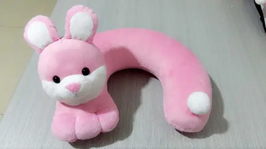 Upright ears pink rabbit u-shaped pillow