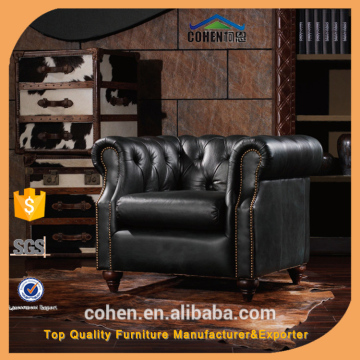 classic retro chesterfield replica sofa single chair black leather armchair