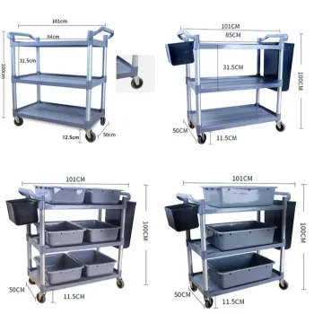 RUITAI Factory Hotel Restaurant Kitchen Equipment 3 Tier Plastic Service Cart