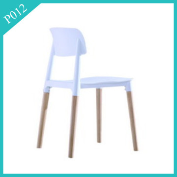 White Plastic Dining Chair with Beech Legs