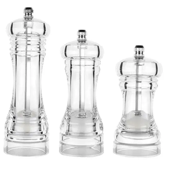 Hyri Acrylic Transparent Pepper Mill: Adjustable Coarseness, Clear Acrylic Design - Refillable Salt & Pepper Grinder
