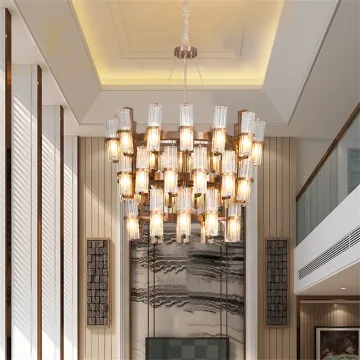 Elegant Crystal Lampshade Stainless Steel Villa Chandleier