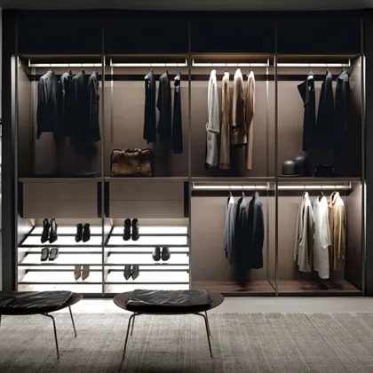 Light Luxury Stainless Steel Wardrobe Cabinets for Bedroom and Home Furnishing