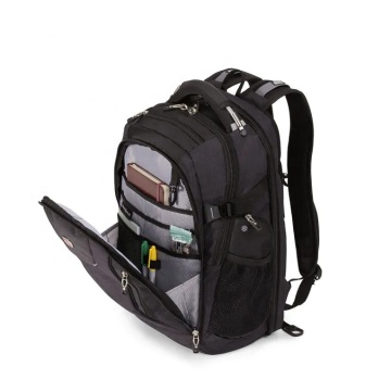 17 Inch Black Waterproof Smart Backpack with USB Charging and Shoe Compartment