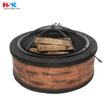 Ideal Outdoor fireplace centerpiece Rustic Wood Cast Stone Finsih Round Fire wood Burning Fire Pit