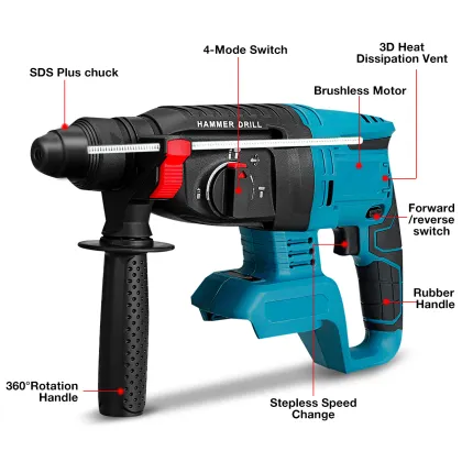 Cordless Electric Portable Custom Power Hammer Drills