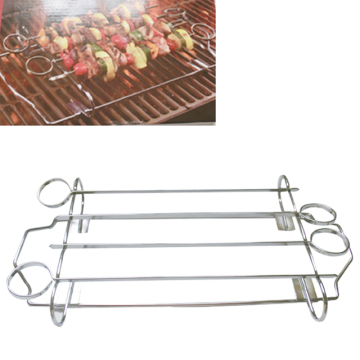 Brochetas de barbacoa de metal con soporte