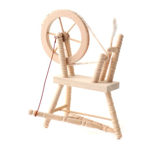 Dollhouse Miniature Oak Spinning Wheel