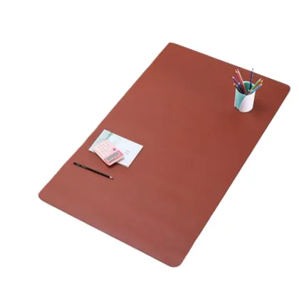 Brown Anti-Slip Waterproof Laptop Mouse Pad with Leather Finish