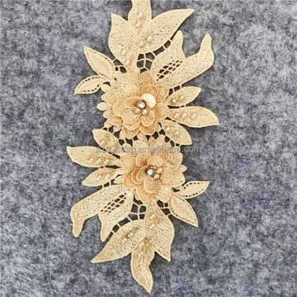 Corded Colored French Guipure Lace Embroidery Trim - Heavy Duty Corded Embellishments
