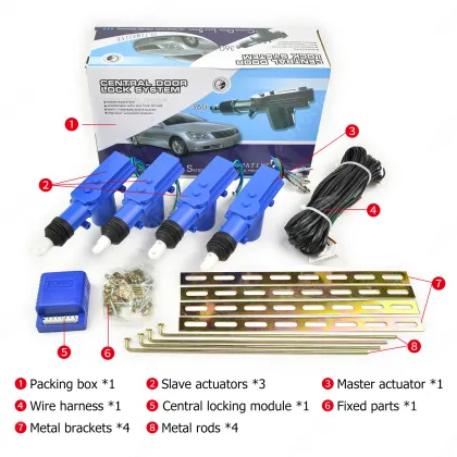 1 Master 3 Slaves 4 Doors 12V Car Central Locking System - Blue